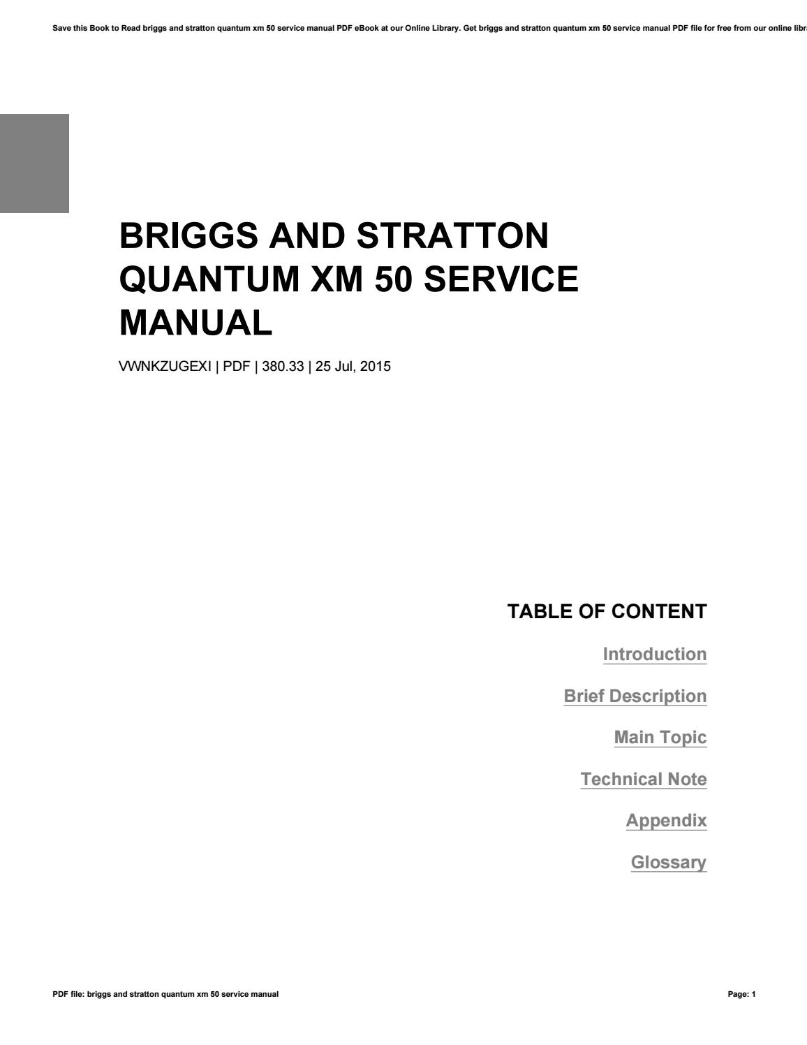 Briggs and stratton quantum 675 repair manual